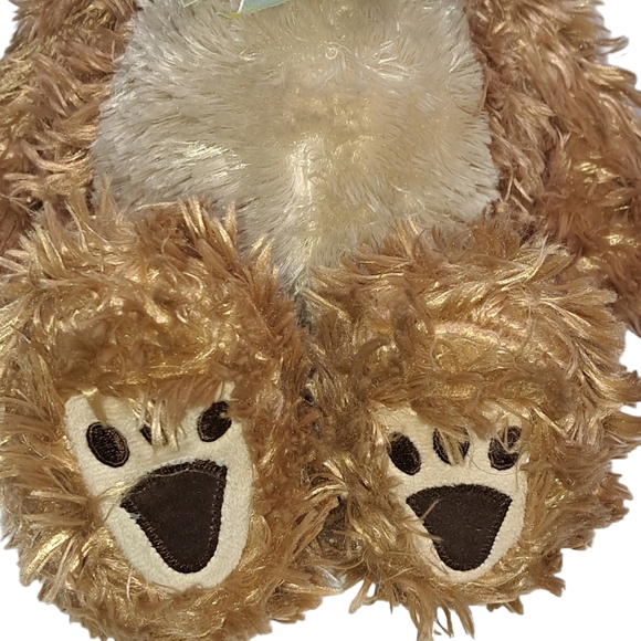 First and Main Plush Fluffy Brown Teddy Bear with Green Blue Plaid Bow Tie #1965 - Picture 5 of 9